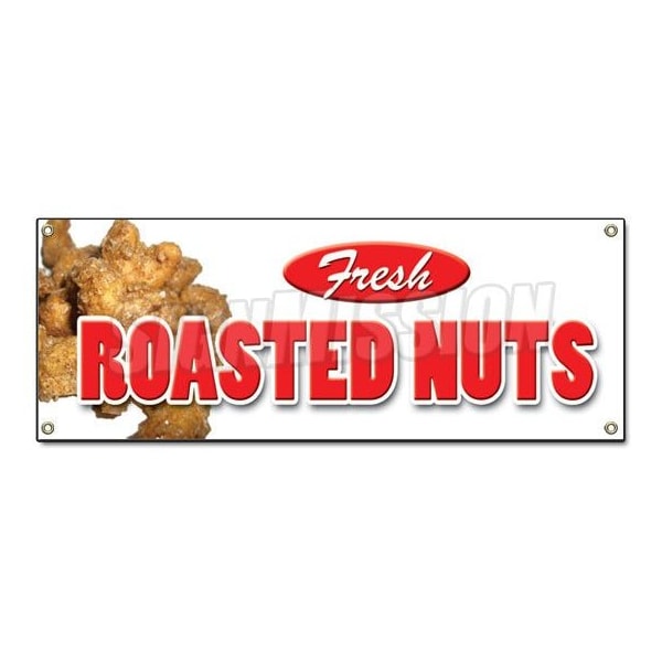 ROASTED NUTS BANNER SIGN fresh hot signs stand peanuts chestnuts salted